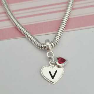 Berloque Coração Letra e Pingente Rosa em Oferta na Shopee