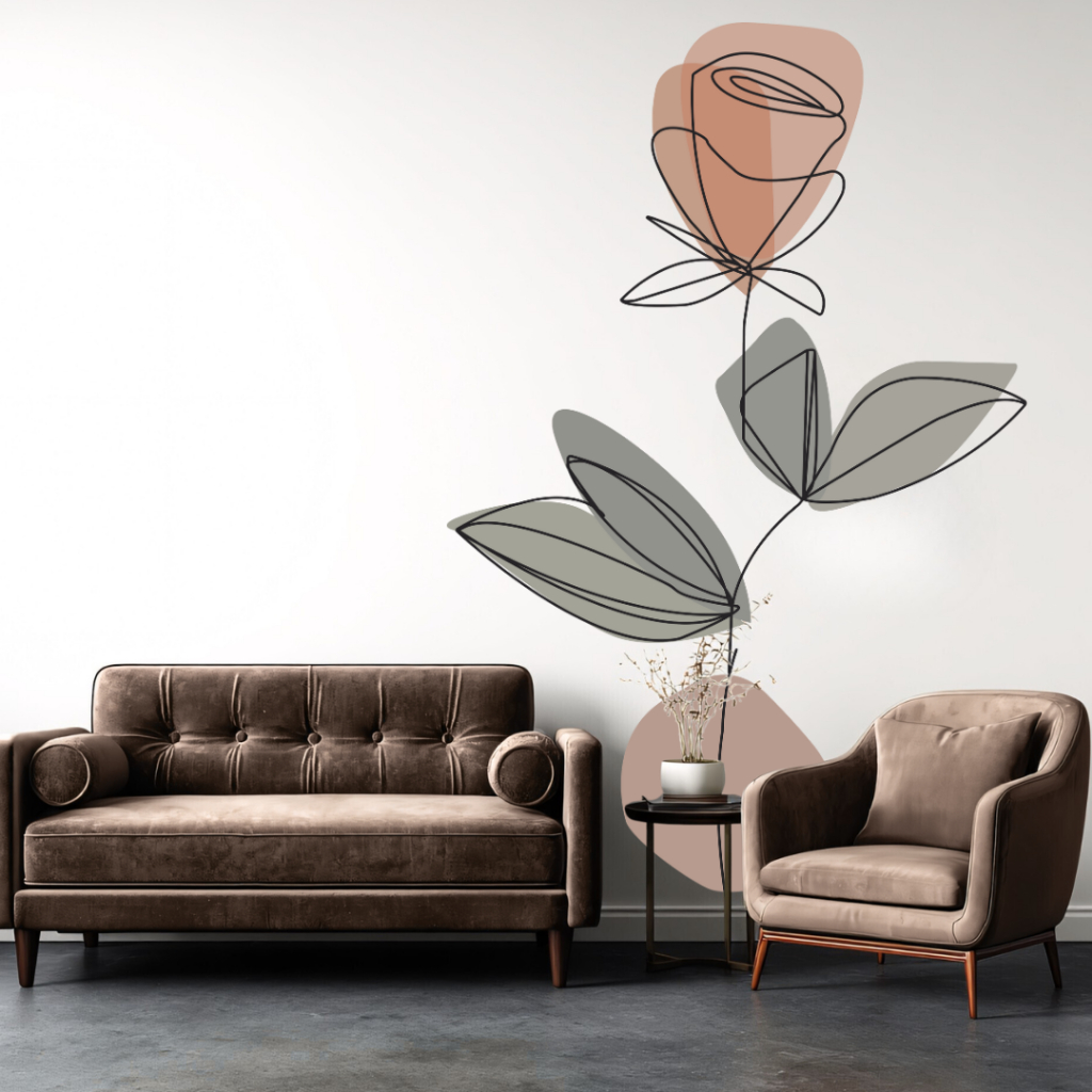 Adesivo de Parede Boho Decorativo Botão de Rosa Decoração Quarto Sala e Ambientes