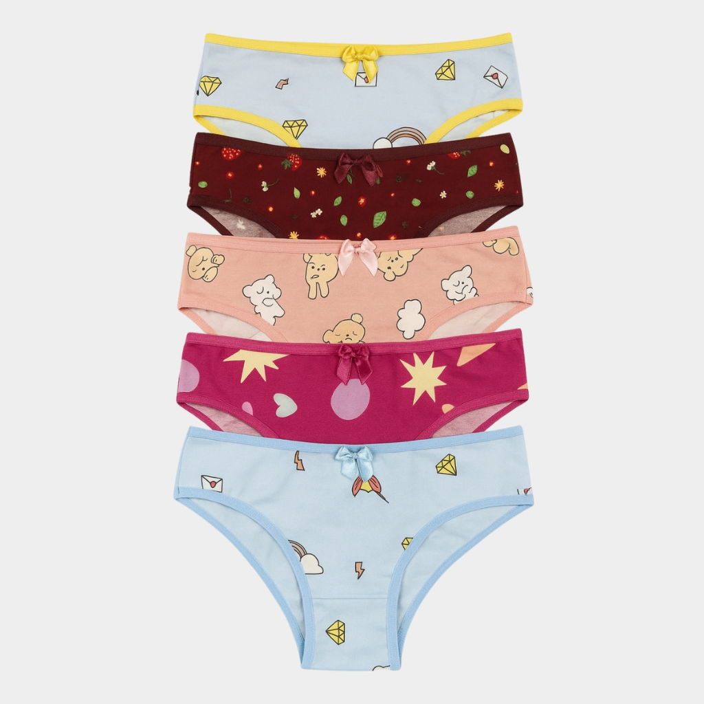 Kit Calcinha Infantil E Juvenil Suede Calçolinha Estampada Forro 100% ALGODÂO