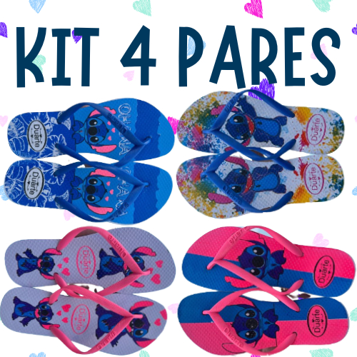 Kit 4 Pares de Chinelo Feminino Sandalia Stitch Leve Macio Mais Vendido 2025
