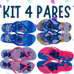 Kit 4 Pares de Chinelo Feminino Sandalia Stitch Leve Macio Mais Vendido 2025