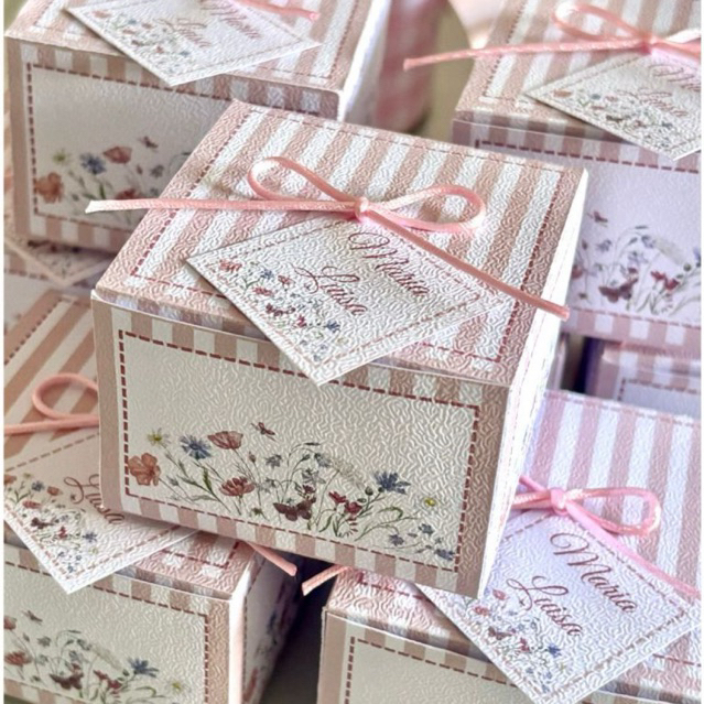 50 Caixas Cubo Personalizada com Nome – Lembrancinha Maternidade Aniversário Batizado 6x6x4