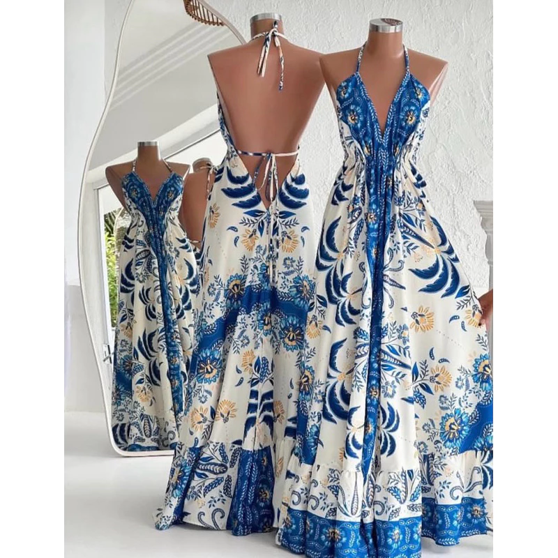 Vestido Longo Modelo indiano estampado floral