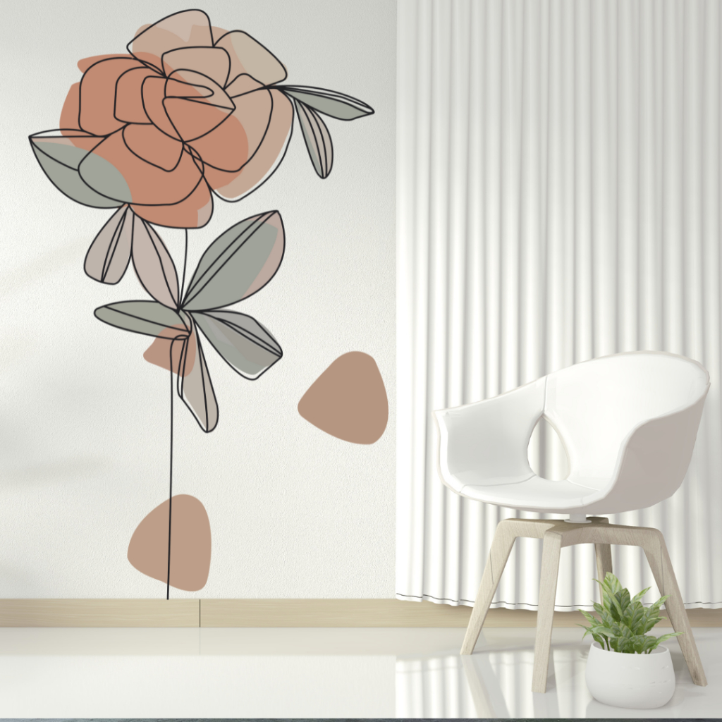 Papel De Parede Barato Adesivo Boho Minimalista Floral Botão de Rosa Sala Quarto Escritório