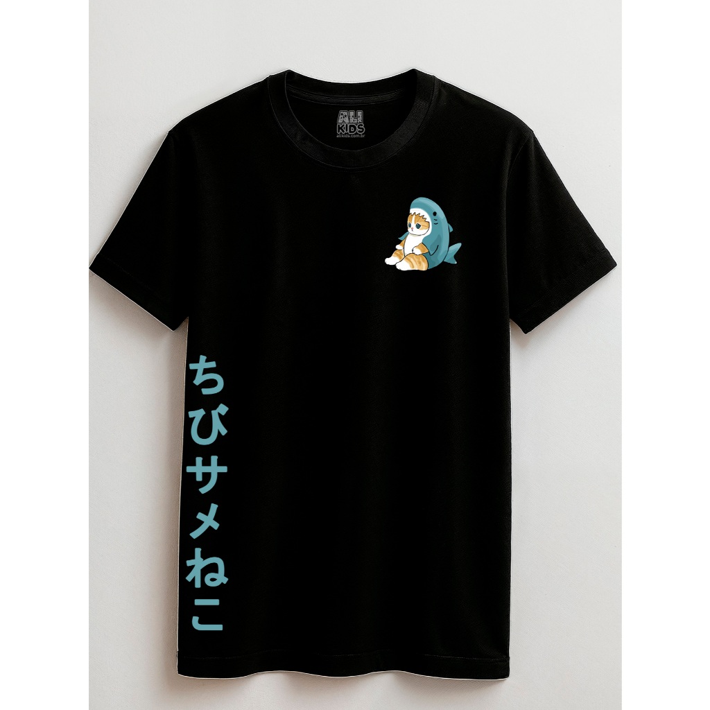 Camisa Gatinho Shark Juvenil e Infantil 2 ao 16 anos 100% Algodão Unissex