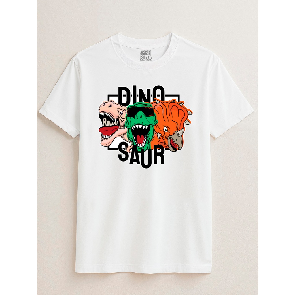 Camiseta Juvenil e Infantil 2 ao 16 anos Menino Menina Dinossauro Squad 100% Algodão