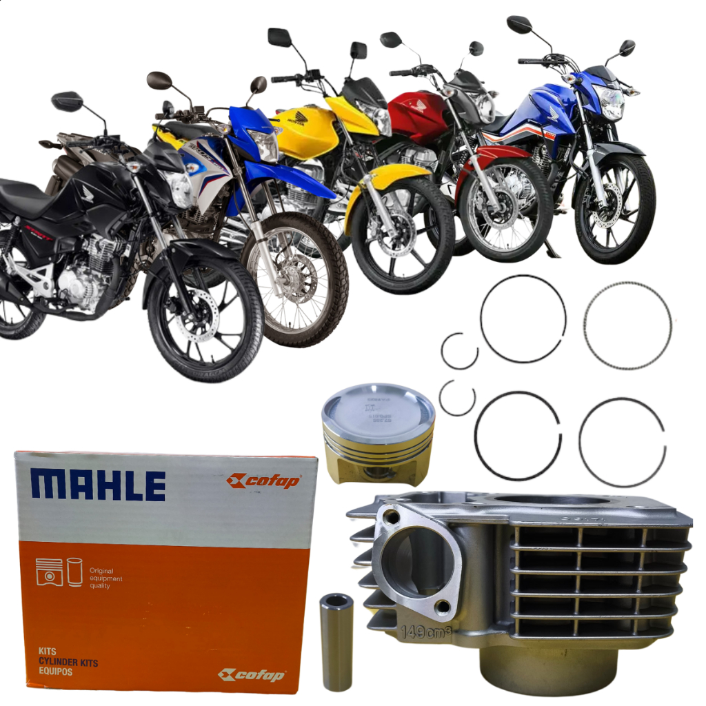 Kit Cilindro Motor Camisa Pistão Anel Cg Bros 150 Ks Titan