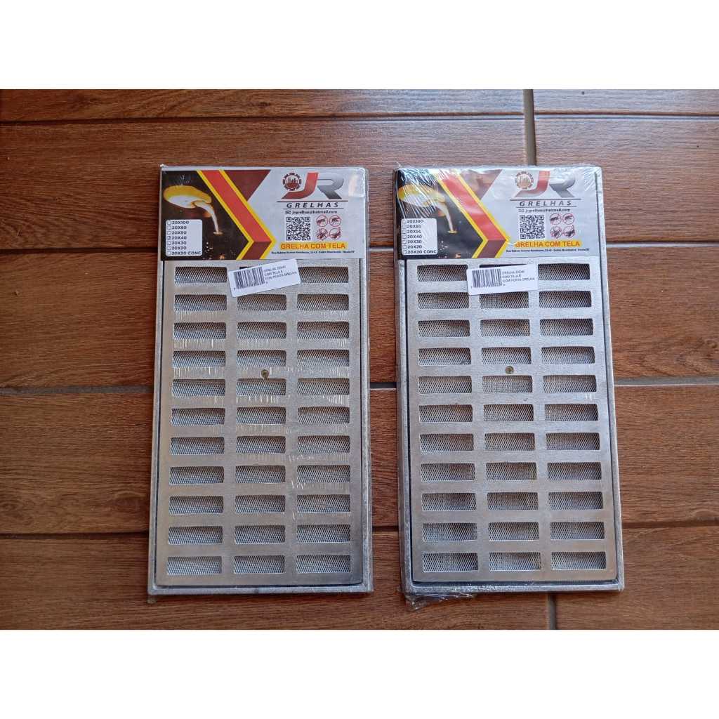 Ralo linear 20x40cm com tela anti inseto removivel acabamento escovado parafuso anfurto e aro