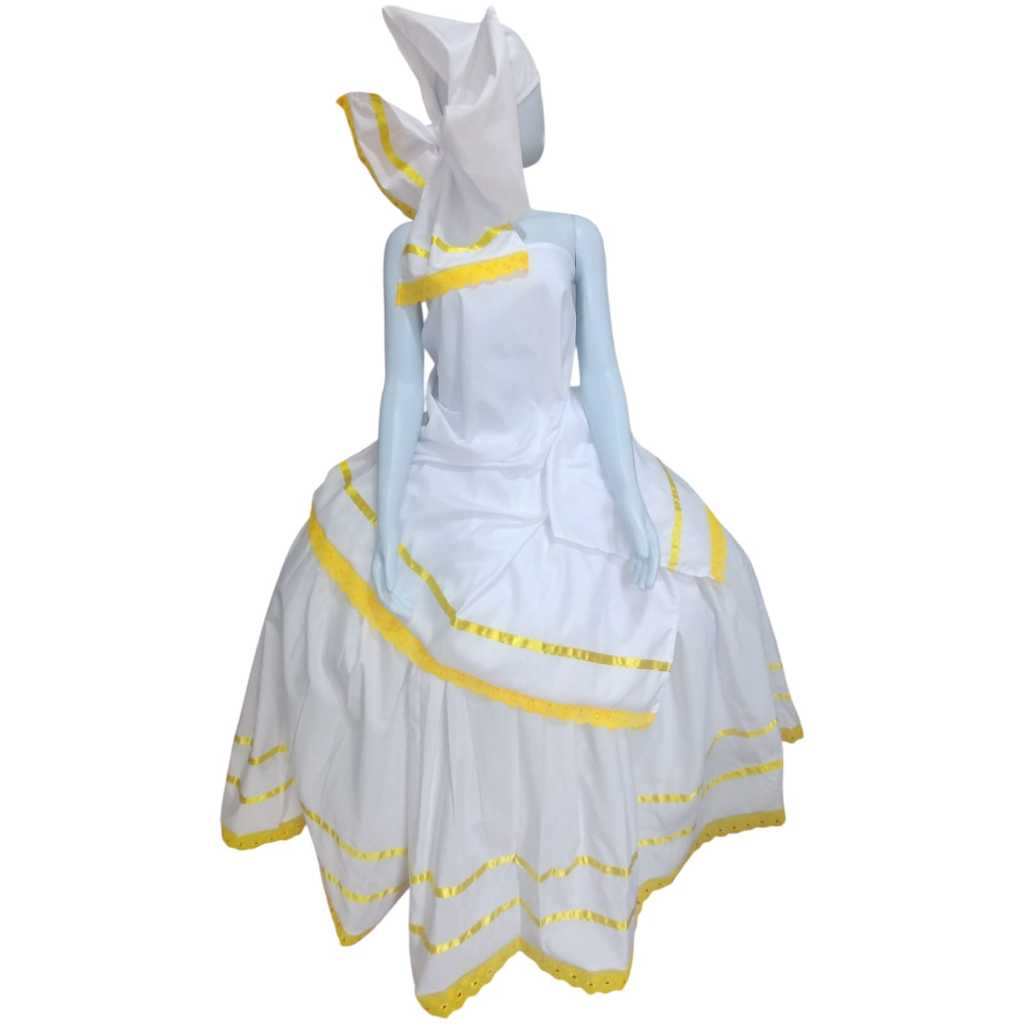 Conjunto Saia 5 Metros de Roda + Ojá + Pano da Costa - Umbanda/Candomblé Branco em detalhes