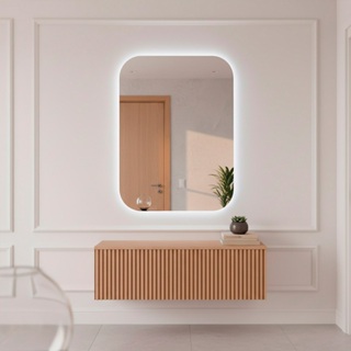 Espelho Decorativo com Led 55x75 Retangular Orgânico Lapidado de Parede Para Sala Quarta Banheiro em Oferta na Shopee