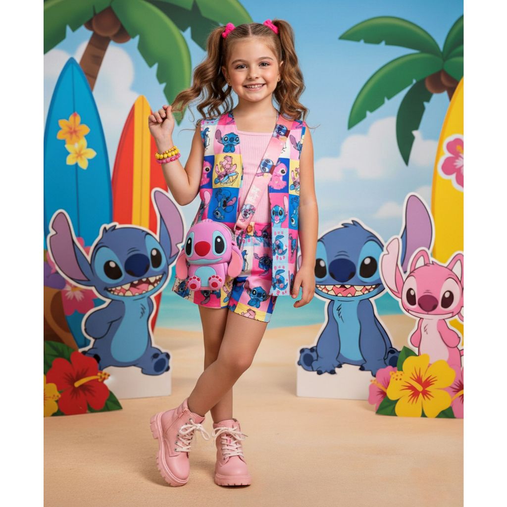 Conjunto Stitch - Kimono Stitch - Roupa Stitch  - Stitch & Angel - Roupa Angel e Stitch