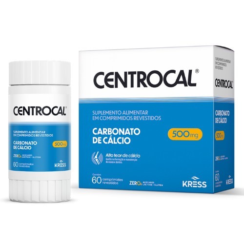 Centrocal 500mg Carbonato De Cálcio Kress C/60 Comp.revest. - Sem Sabor