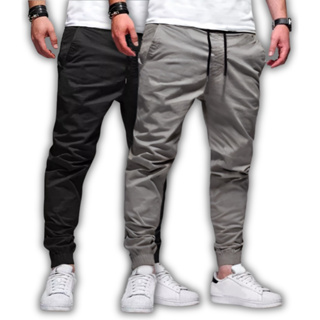 Calças Jogger Masculina Sarja ou Jeans Streetwear 4 Bolsos moda homem bonito em Oferta na Shopee