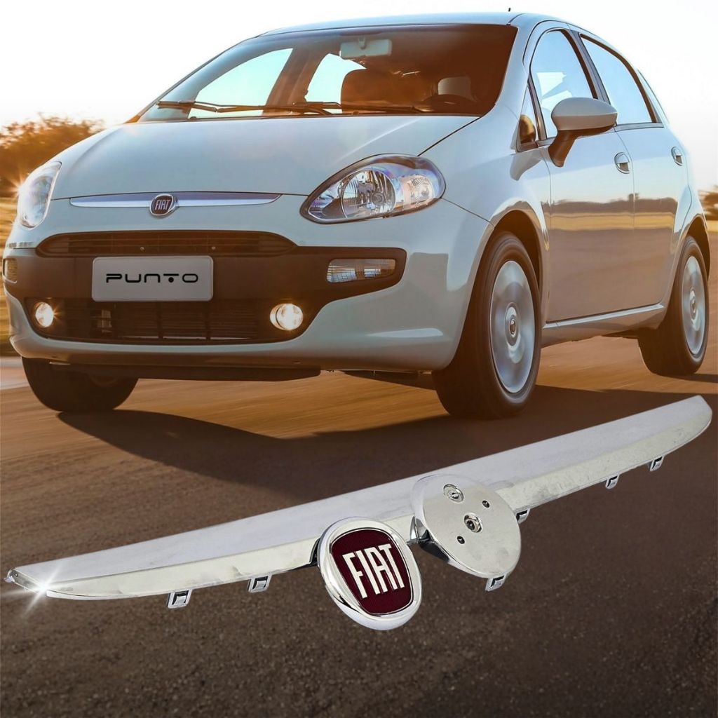 Grade Friso Dianteiro Cromado Fiat Punto Essence Blackmotion Attractive Sport 2013 2104 2015 2016 com Emblema Original