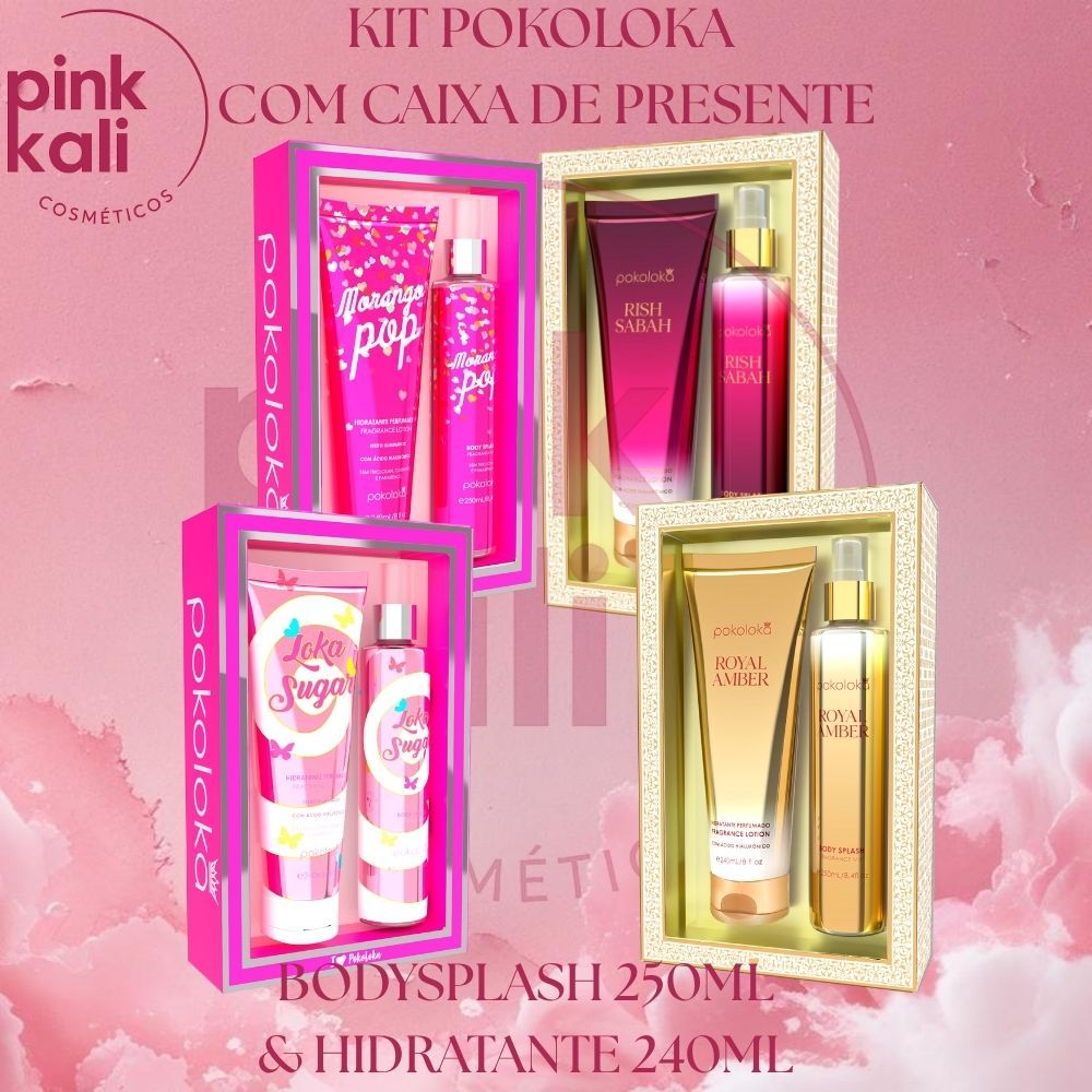 Escolha o SEU! Kit POKOLOKA - Hidratante 240ml + Body Splash 250ml "Na Caixa" creme spray corporal em Oferta na Shopee