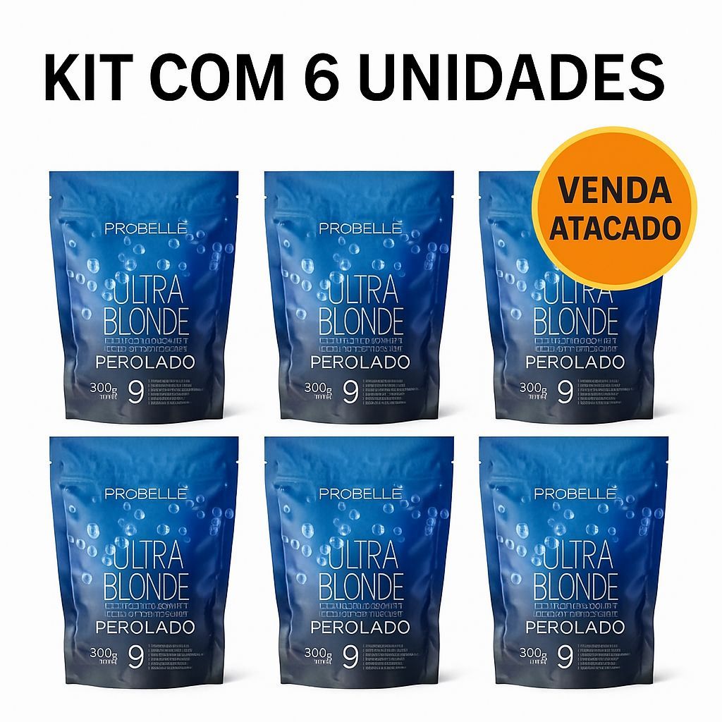 Pó Descolorante Ultra Blonde Azul 300g Kit c/ 6 unidades