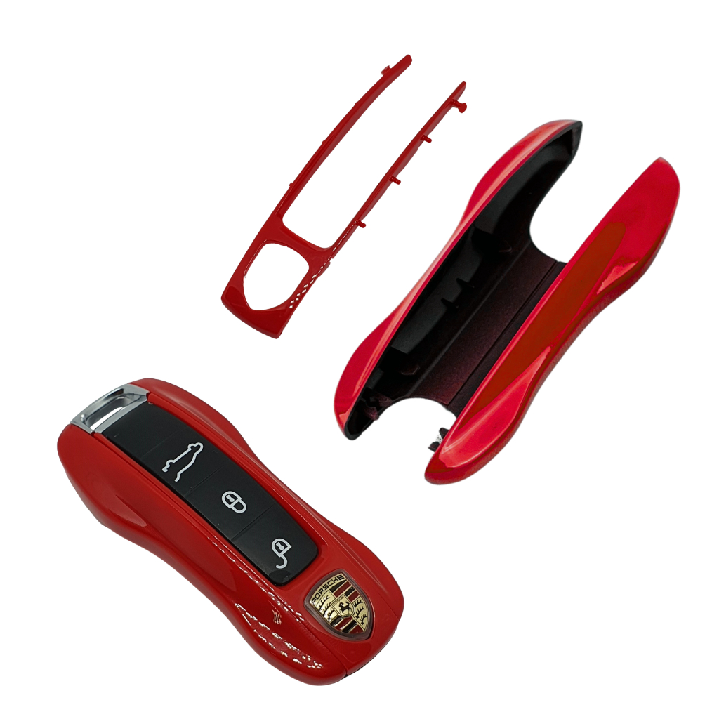 Case Chave Porsche L+S Vermelho 911 Cayenne Boxster Panamera Maca