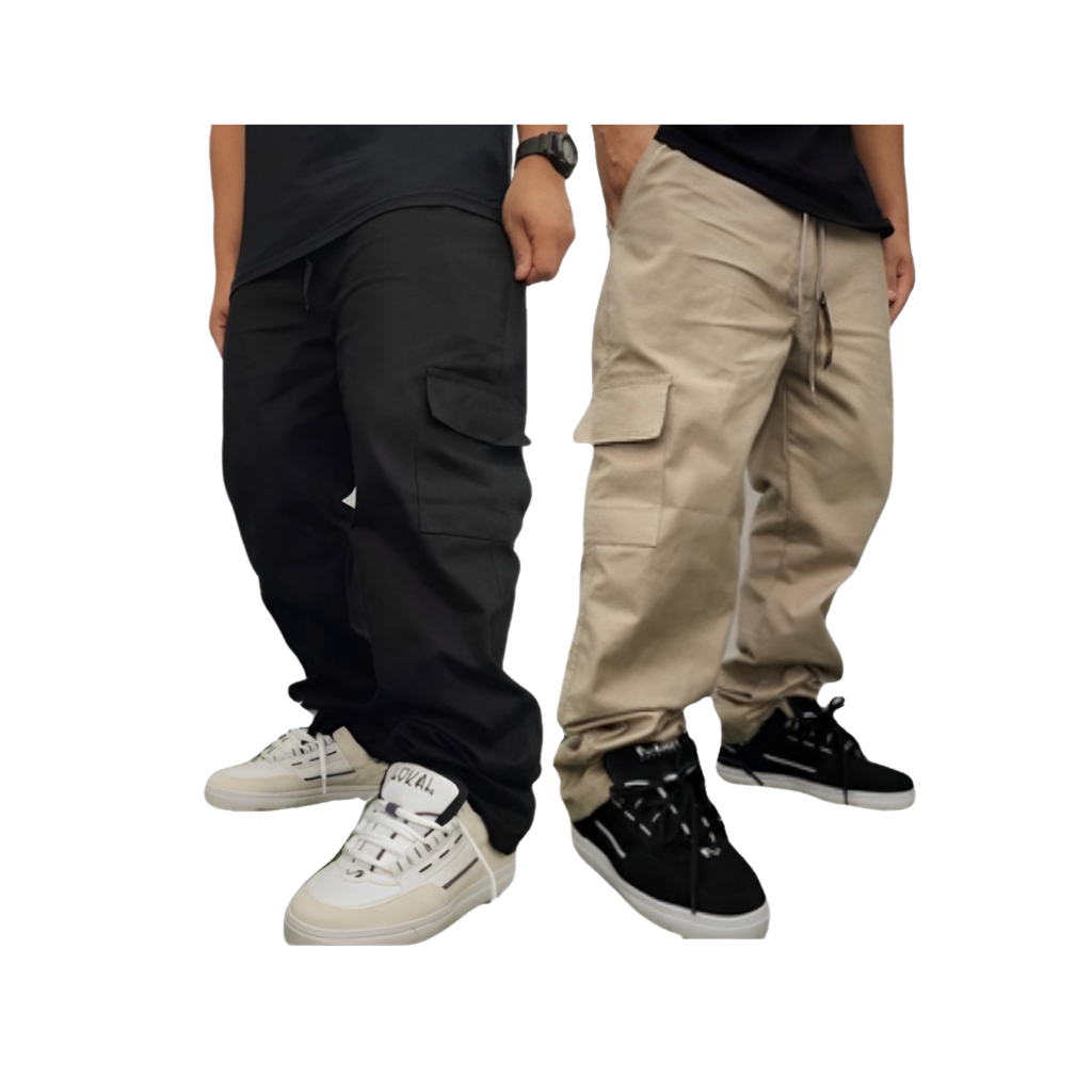 Calça Cargo Masculina Larga 5 Bolsos Fechamento Cordão Skate