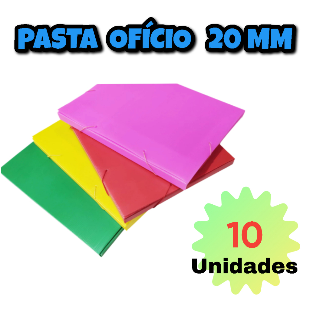 10 Pastas Ofício Plásticas Polionda 20 mm Com Elástico Para Documentos em Oferta na Shopee