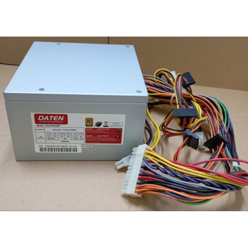 Fonte 350W Daten 80 Plus Gold DAS350GBR para PC Computador