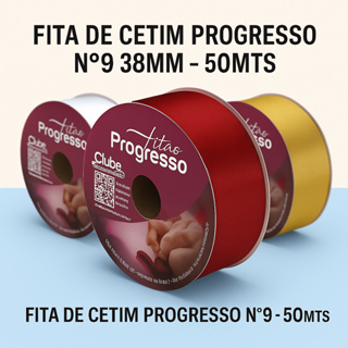 Fita de Cetim Progresso N°9 38mm - 50mts em Oferta na Shopee
