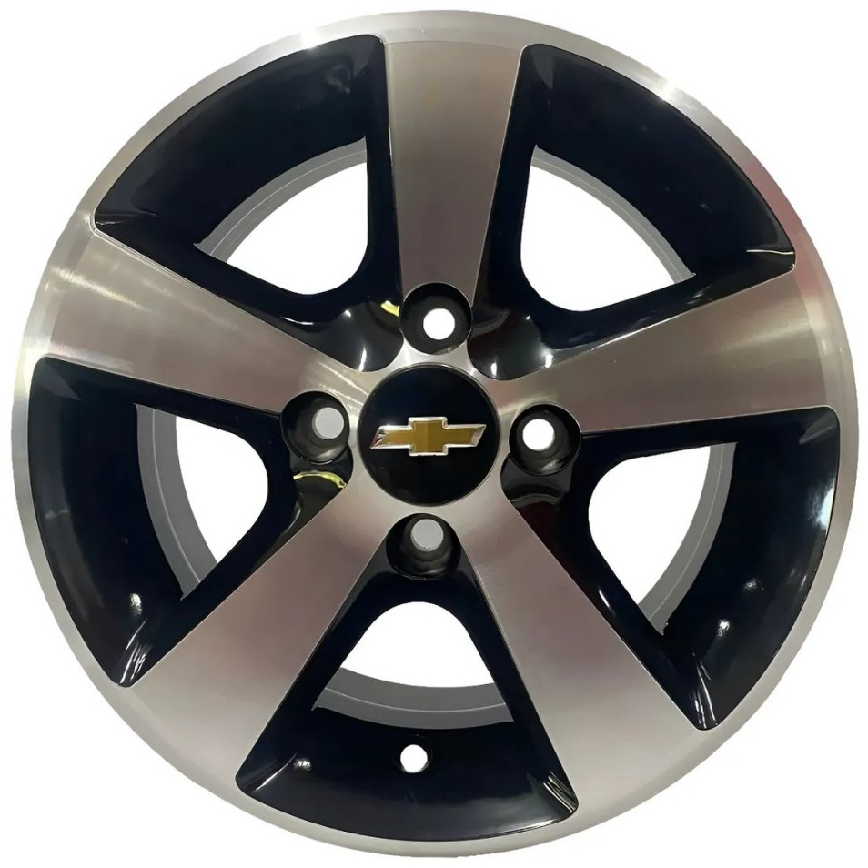 Kit 4 Rodas Aro 14 4x100 Gm Chevrolet Corsa Prisma Celta Preto com Diamantado Bicos de Brinde K27