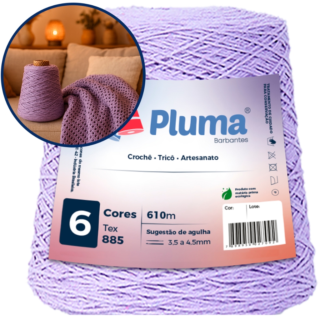 Barbante Pluma 600g Nº6 Fio Linha Produção Artesanal Crochê Tricô Decoração Criativa Cores Diversas em Oferta na Shopee