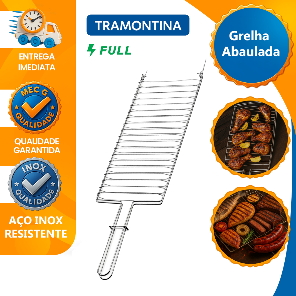 Grelha Dupla Abaulada Dobrável Fecho Aço Inox Assar Peixe Frango Carne Linguiça Churrasco Tramontina em Oferta na Shopee