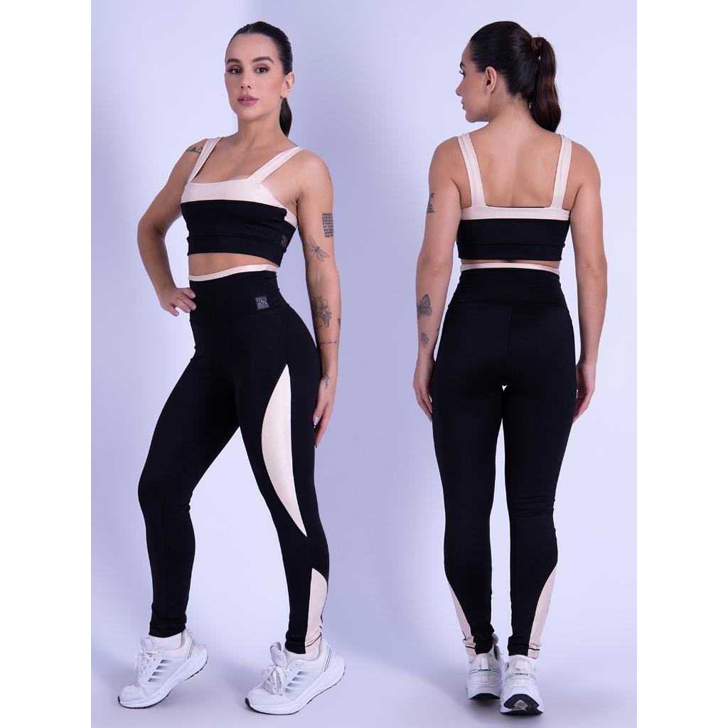 Conjunto Fitness Top + Legging de Poliamida Ponta Lagoinha