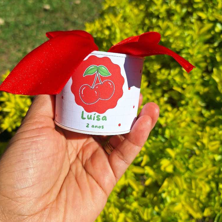 Kit tubolatas personalizadas Cerejinha 5x6 *Lembrancinha maternidade e Festa infantil*Chás de bebe*ANIVERSARIO *