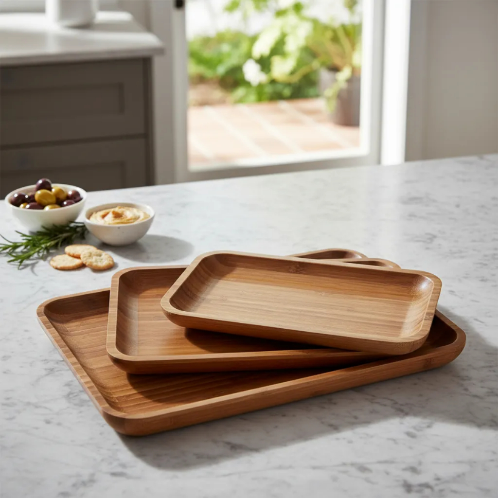 Petisqueira Bandeja Retangular PREMIUM Em Bambu QUALIDADE SUPERIOR