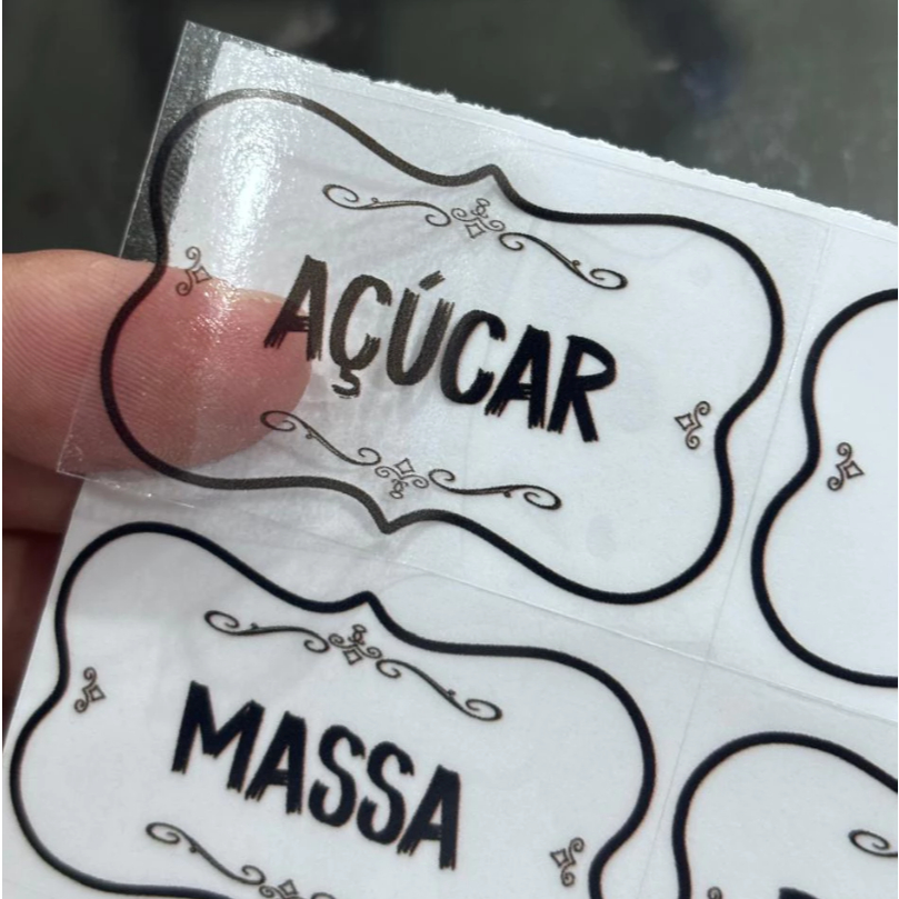 30 Adesivos no Vinil Transparente para Potes Organizadores Temperos Mantimentos Organizador 5x3cm