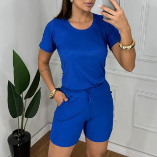 Conjunto Feminino Blusa e Short com Bolsos – Conforto e Estilo | Tamanhos P ao GG | Plus Size em Oferta na Shopee