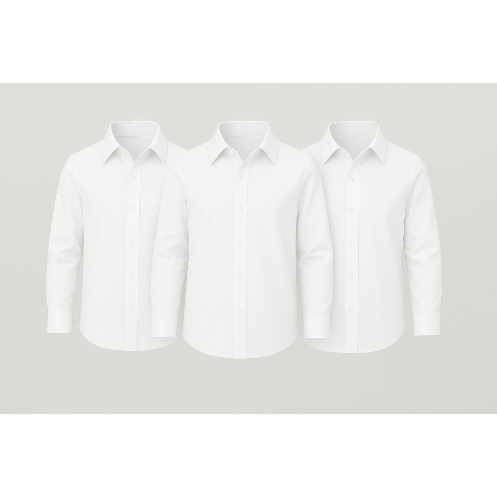 Kit 3 Camisa de Botao Infantil Manga Longa Social Slim,2,4,6,8,10,12, Presente, Foto, Natal, Evento