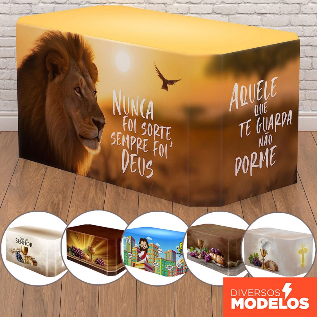 Capa Forro de Mesa Decoração Religiosa Cristã Sublimada em Tecido 1,40x0,70m em Oferta na Shopee