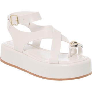 Sandália Plataforma Feminina Donna Santa Flatform Com Enfeite em Oferta na Shopee