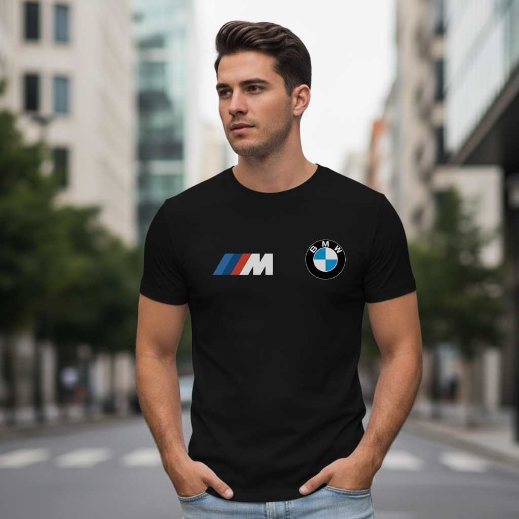 Camiseta BMW Esportiva Camiseta Masculina Casual Verão