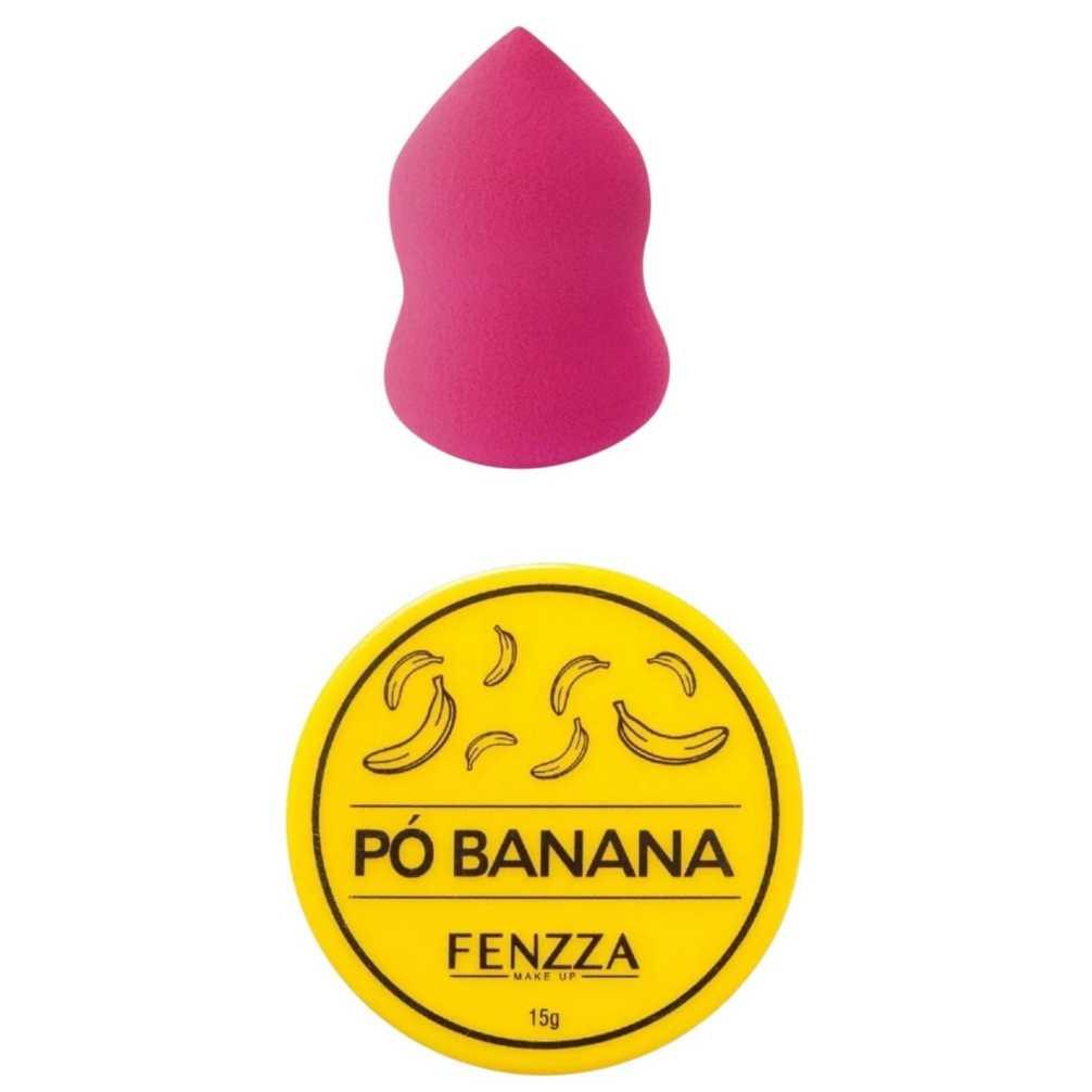 Kit Maquiagem Esponja Sino + Pó de Banana  Solto Translucido da Fenzza 15g