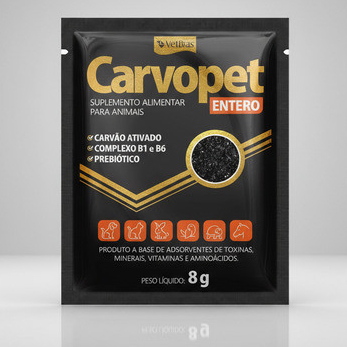 Carvao Ativado Pet Para Cachorro e Gato Suplemento Carvopet Entero com 12 unidades 8g