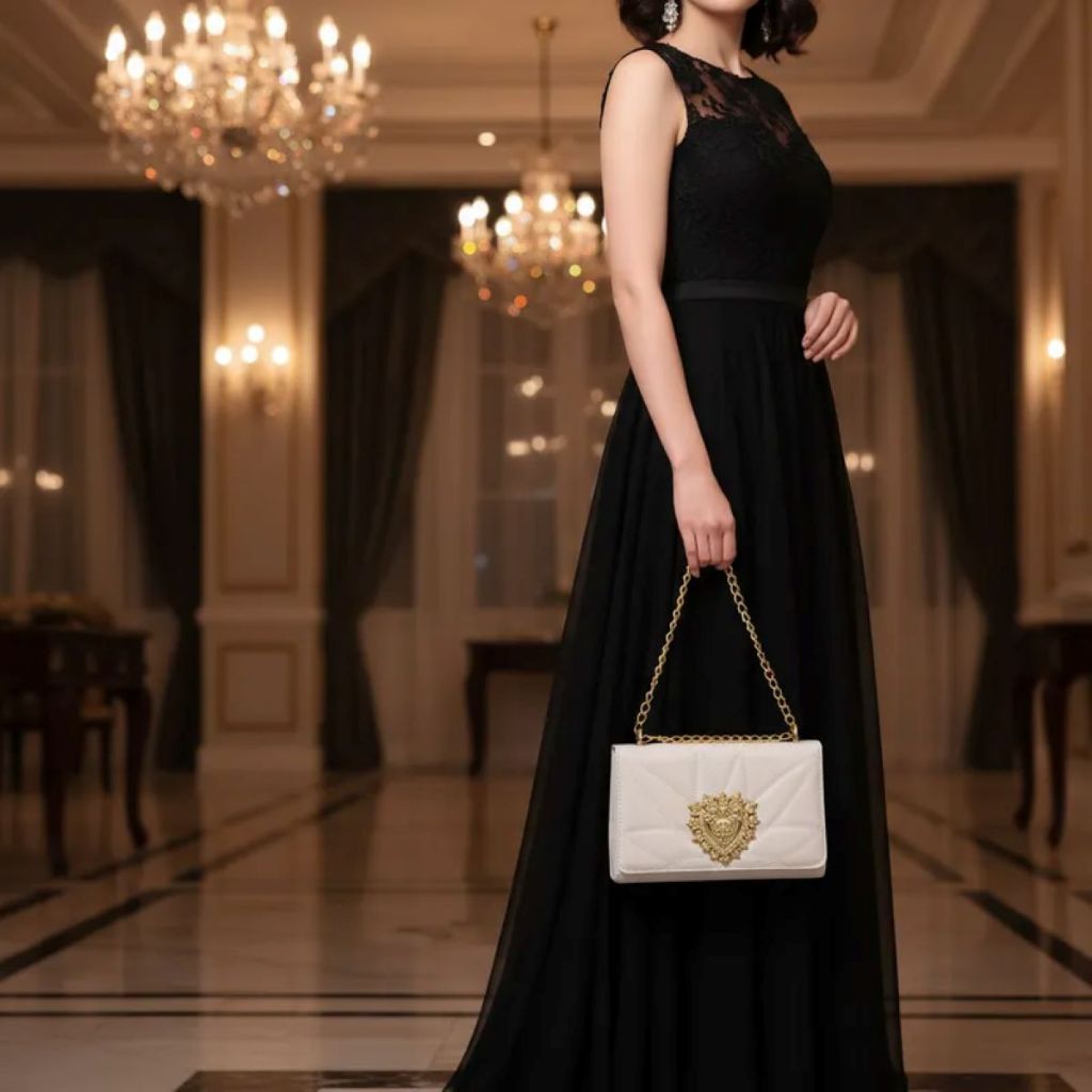 Bolsa Feminina Transversal Bordada Coração Dourada linha luxo em Oferta na Shopee