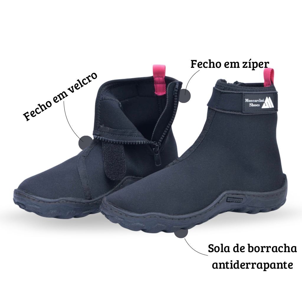 Bota Aquática Neoprene Seca Rápido Trilha Praia Pesca C/ Fecho em Zíper e Velcro Caminhada Dia a Dia