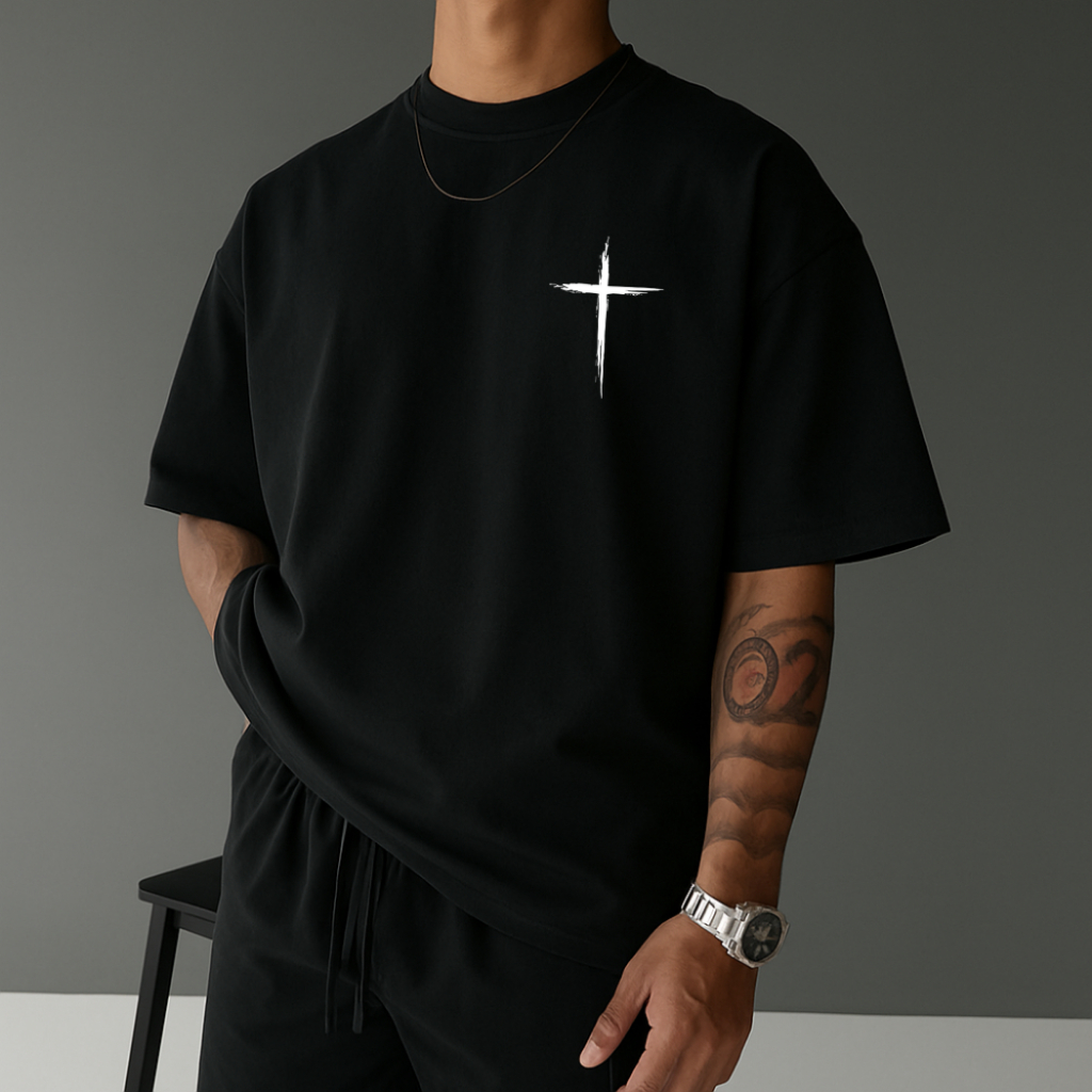 Camiseta Masculina Streetwear Cruz Evangélica Gospel Camisa Unissex Tecido 100% Algodão Premium Manga Curta Gola Redonda em Oferta na Shopee