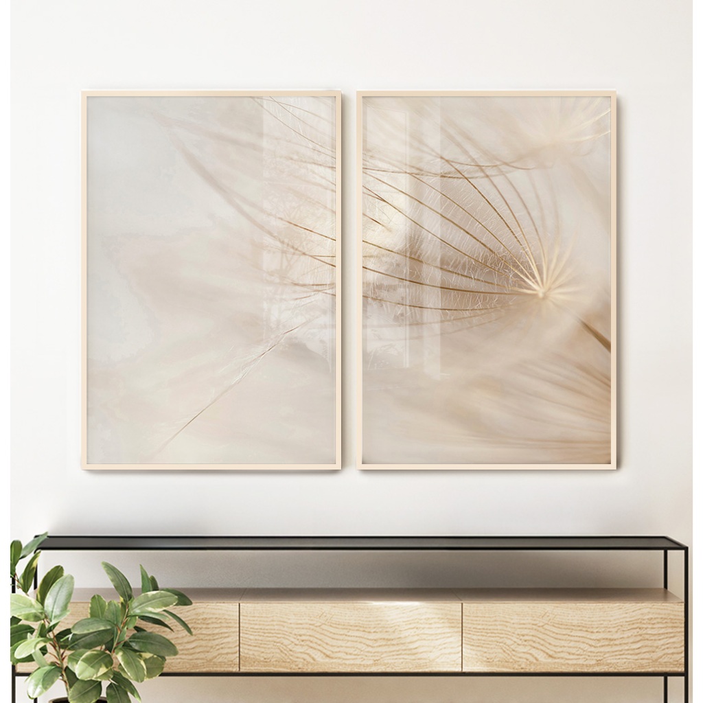 2 Quadros Decorativos COM/SEM Moldura Sala Quarto Escritório Floral Sementes Dente-de-Leão Harmonia em Oferta na Shopee