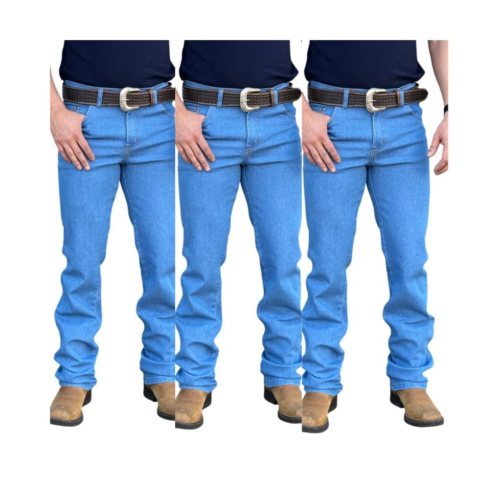 Kit 3 Calça Country Masculina Jeans Rodeio – Confortavel com Elastano – Estilo Cowboy Premium Western
