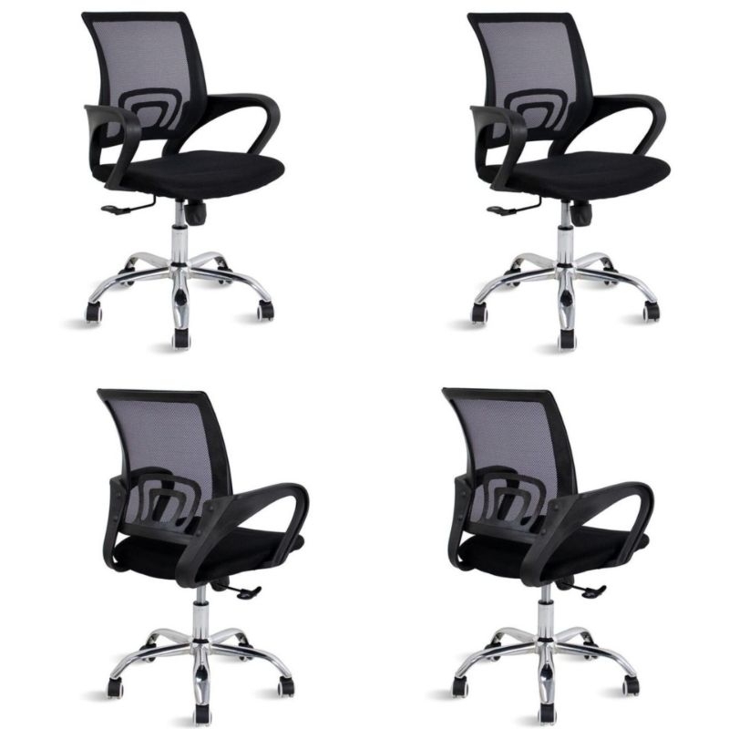 Cadeira de escritório secretaria e quarto Kit 4x cadeiras para escritório mesh confortável até 150kg
