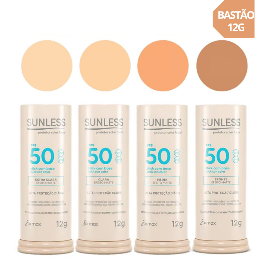 Protetor Solar Facial em Bastão com Base FPS 50 Efeito Matte Sunless Stick