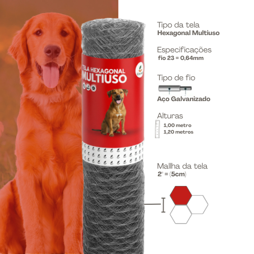Tela Multiuso 1,20x25 Metros Galinheiro Malha Hexagonal 2" (5cm) Galvanizada