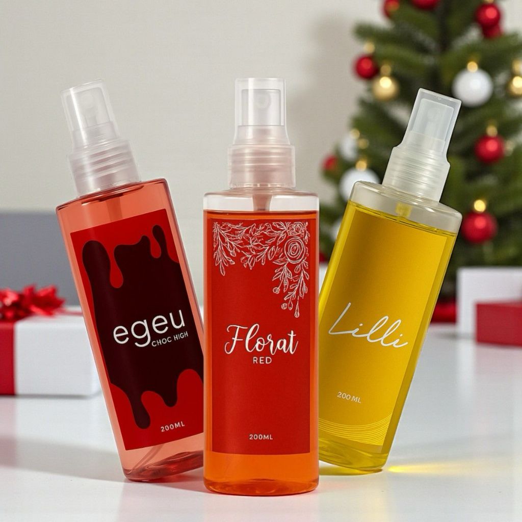 Trio Body Splash Do Momento - Kit Natal Lilli + Choc High + Flor Red Femininos 200ml cada