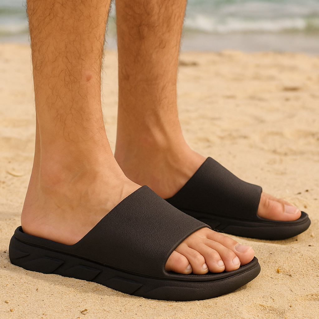 Chinelo Masculino Slide Conforto Anatômico Moderno PVC Premium Segurança Em Piso Molhado Praia Casa Piscina