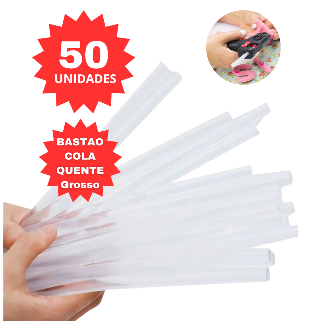 Bastão de Cola Quente Grosso 11mm Alta Aderência  Pacote com 50 Unidades em Oferta na Shopee